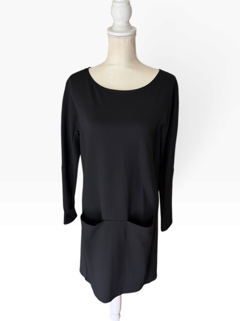 Annette Gortz Black Lagenlook Pocket Shift Dress Size 36 Minimalist Germany